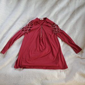 Live Cloth 1/4 Zip Pullover Shirt with Decorative Cut Outs, Sz M/L